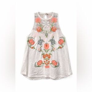 Free People Embroidered Floral Sleeveless Top